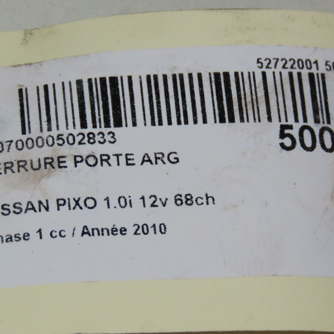 Serrure porte arg occasion NISSAN PIXO Phase 1 05-2009->... 1.0i 12v 68ch 825034A00M 6