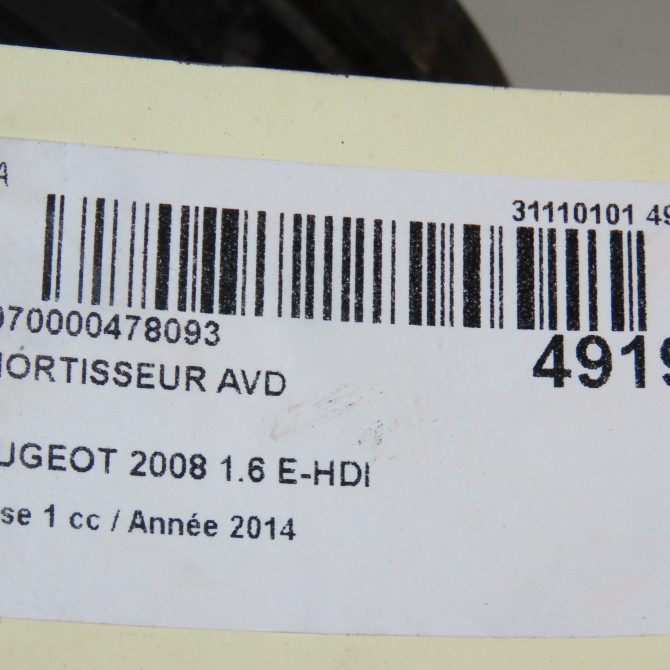 Amortisseur avant droit occasion PEUGEOT 2008 Phase 1 01-2013->... 1.6 E-HDI 92ch 9676636780 5