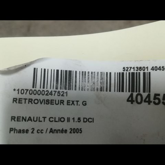 Retroviseur exterieur gauche occasion RENAULT CLIO II Phase 2 06-2001->07-2006 1.5 DCI 65ch 8200163300 3
