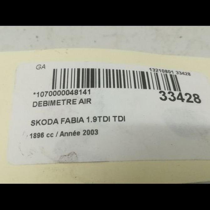 Debimetre air occasion SKODA FABIA I FABIA I Phase 1 2000-04-01->2004-09-30 1.9 TDI 100ch 38906461B 6