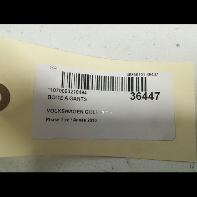 Boite à gants occasion VOLKSWAGEN GOLF VI Phase 1 10-2008->04-2013 1.6 TDI 105ch 1K1857114AB31X 2