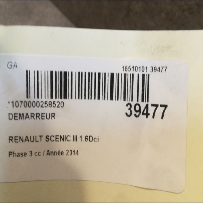 Démarreur occasion RENAULT SCENIC III Phase 3 04-2013->... 1.6Dci 130ch 233000106R 4
