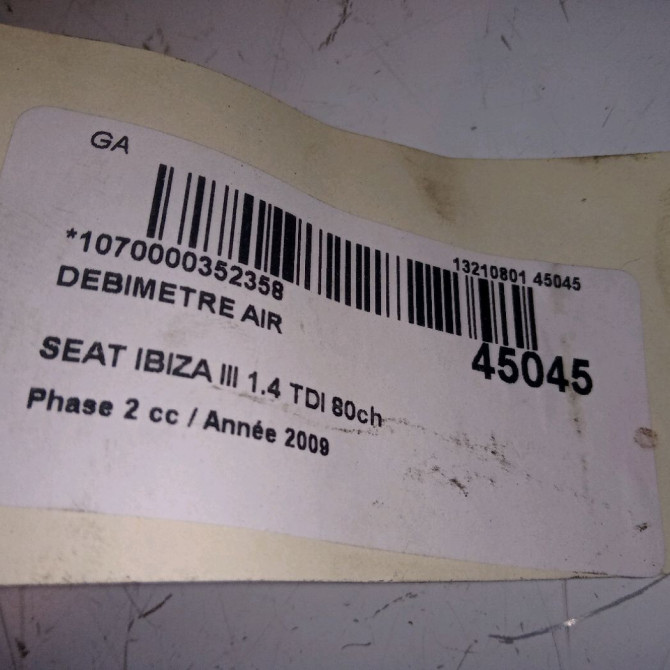Debimetre air occasion SEAT IBIZA III Phase 2 03-2006->06-2009 1.4 TDI 80ch 38906461B 5