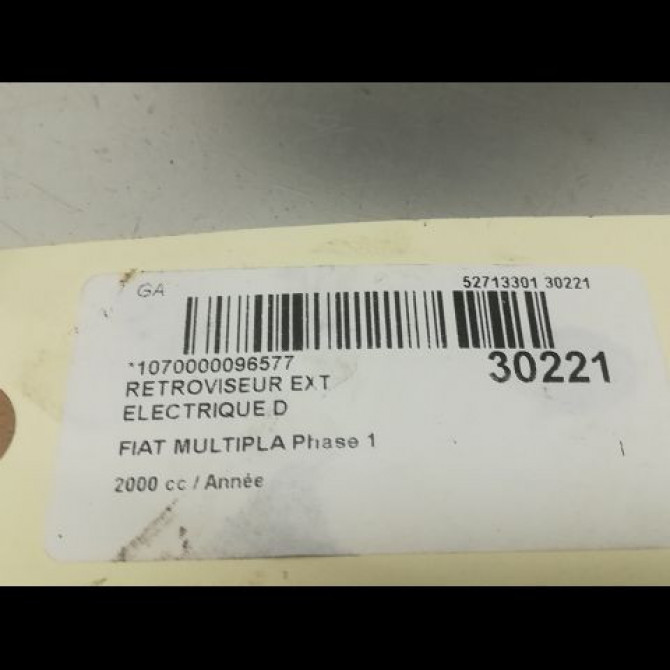 Retroviseur exterieur electrique droit occasion FIAT MULTIPLA Phase 1 01-1999->09-2004 735252078 3
