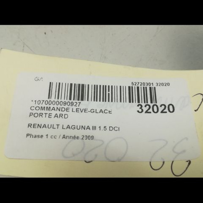 Commande leve-glace porte arrière droite occasion RENAULT LAGUNA III Phase 1 10-2007->10-2010 1.5 DCI 254010003R 4