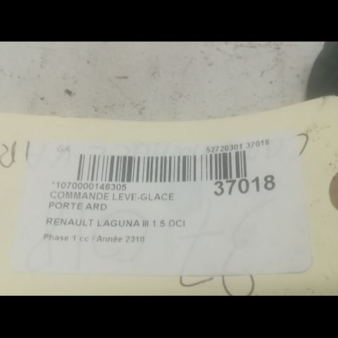 Commande leve-glace porte arrière droite occasion RENAULT LAGUNA III Phase 1 10-2007->10-2010 1.5 DCI 254010003R 3