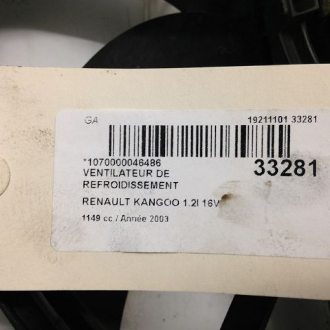 Ventilateur de refroidissement occasion RENAULT KANGOO I Phase 1 09-1997->06-2003 1.2i 16v 75ch 7701070217 4