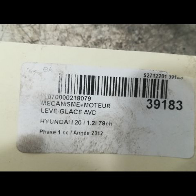 Mecanisme + moteur lève-glace avant droit occasion HYUNDAI I 20 I Phase 1 04-2009->06-2012 1.2i 78ch 824041J010 3