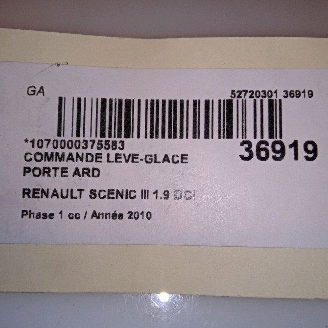 Commande leve-glace porte arrière droite occasion RENAULT SCENIC III Phase 1 04-2009->11-2011 1.9 DCI 130ch 254010003R 4