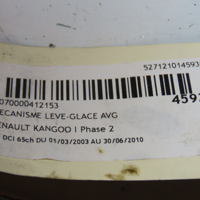 Mécanisme lève-glace avant gauche occasion RENAULT KANGOO I Phase 2 03-2003->06-2010 1.5 DCI 65ch 8200155793 3