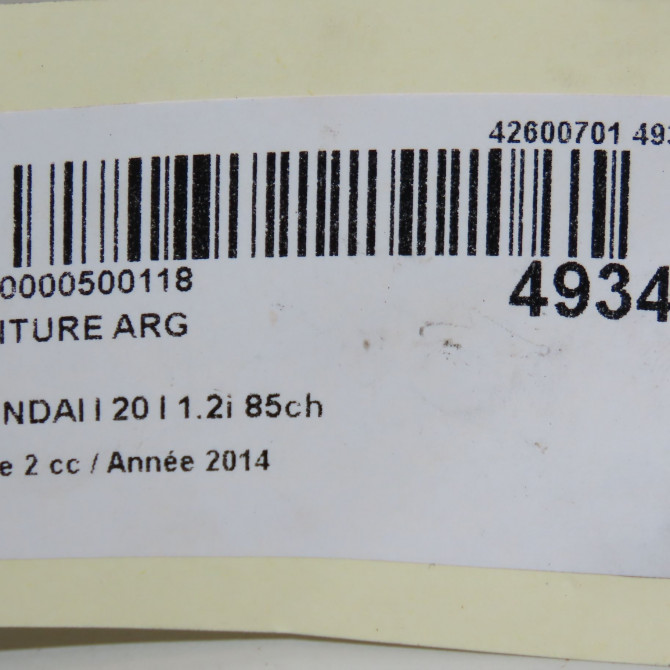 Ceinture arrière gauche occasion HYUNDAI I 20 I phase 2 06-2012->03-2015 1.2i 85ch 898101J000OM 4