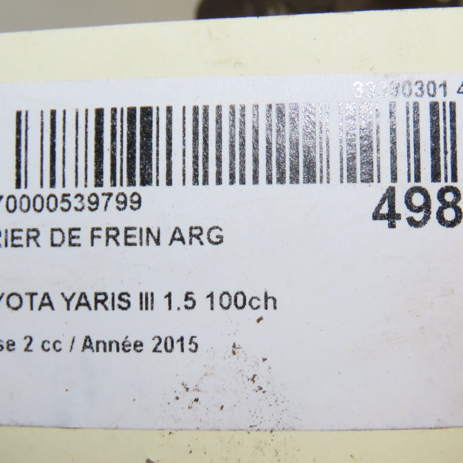 Etrier de frein arrière gauche occasion TOYOTA YARIS III Phase 2 06-2014->... 1.5 100ch 478500D020 6