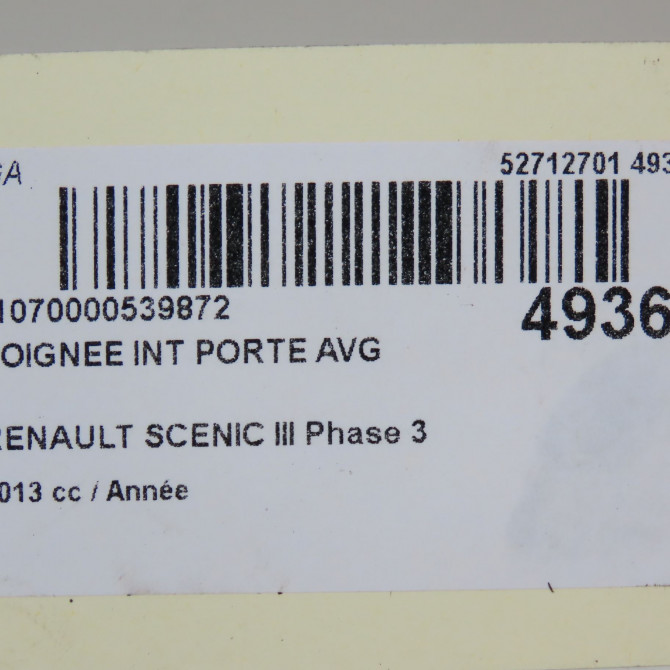 Poignee int porte avg occasion RENAULT SCENIC III Phase 3 04-2013->... 4