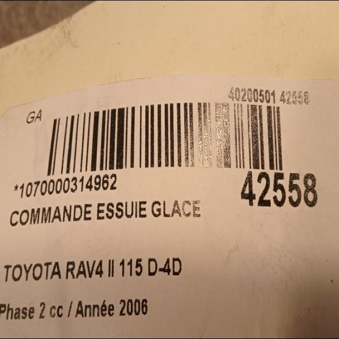 Commande essuie glace occasion TOYOTA RAV4 II Phase 2 10-2003->12-2005 115 D-4D 8465242120 3