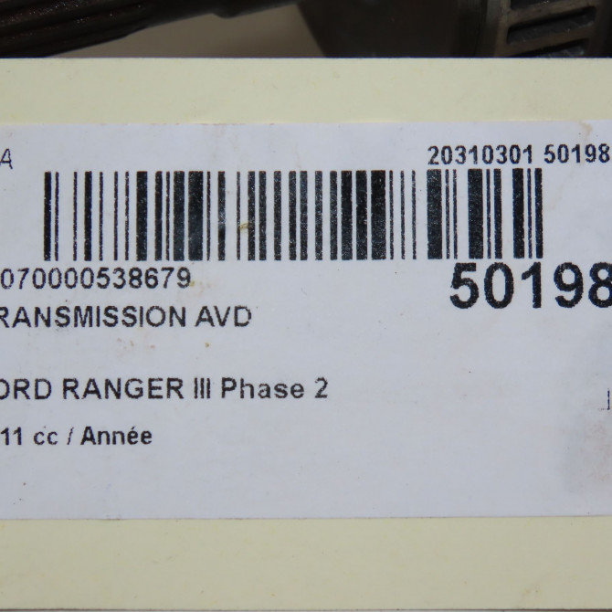 Transmission avant droite occasion FORD RANGER III Phase 2 05-2009->11-2011 1447178 6