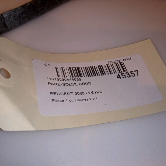 Pare-soleil droit occasion PEUGEOT 3008 I Phase 1 04-2009->12-2013 1.6 HDI 112ch 16115131BJ 4