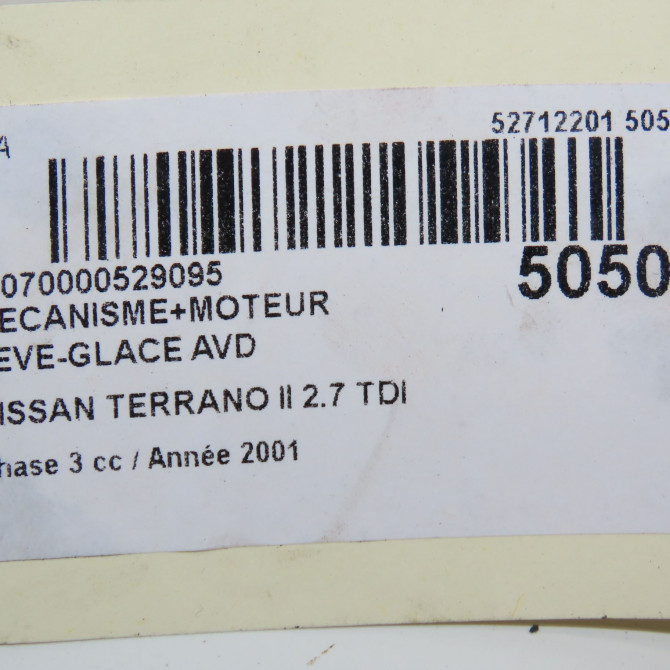 Mecanisme + moteur lève-glace avant droit occasion NISSAN TERRANO II Phase 1 04-1995->04-1999 2.7 TDI 125ch 807002X005 6