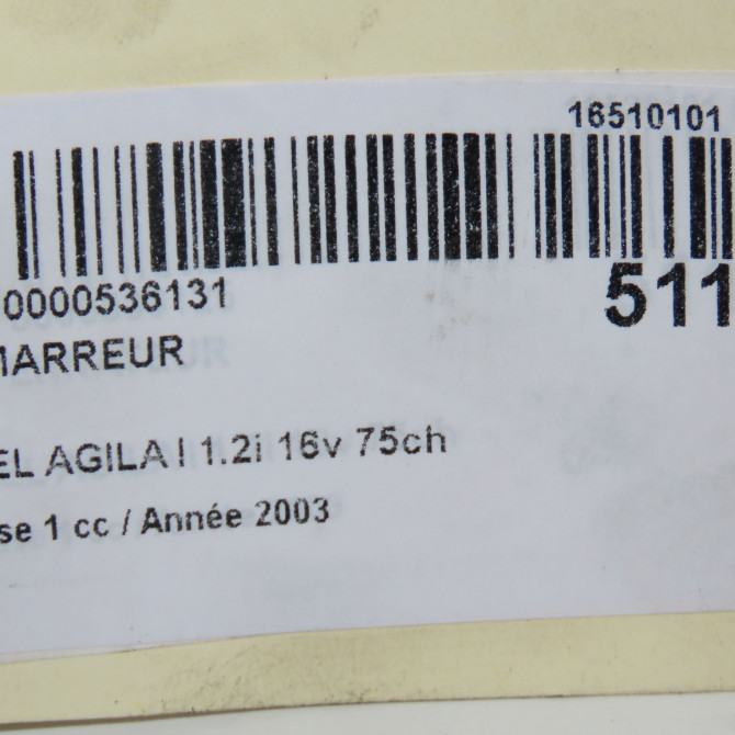 Démarreur occasion OPEL AGILA I Phase 1 08-2000->12-2007 1.2i 16v 75ch 93184533 6
