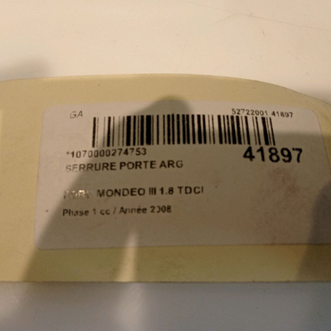 Serrure porte arg occasion FORD MONDEO III Phase 1 06-2007->09-2010 1.8 TDCI 125ch 1791422 4