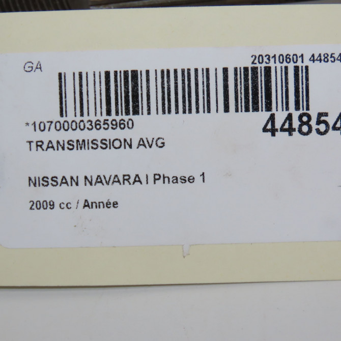Transmission avant gauche occasion NISSAN NAVARA I Phase 1 08-2005->12-2010 7