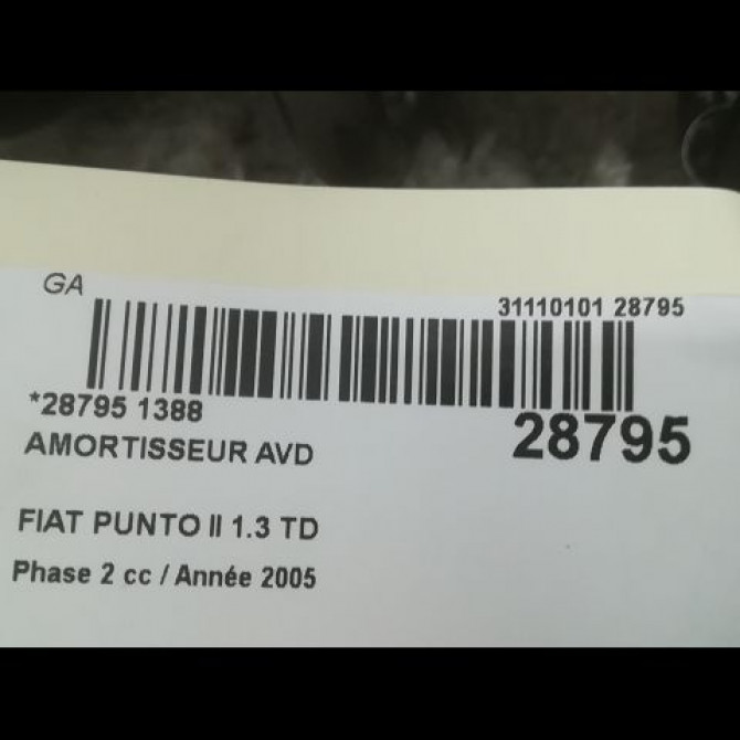 Amortisseur avant droit occasion FIAT PUNTO III Phase 1 01-2012->... 51865489 2