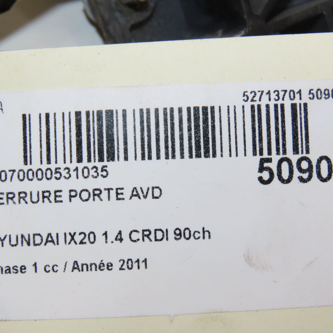 Serrure porte avd occasion HYUNDAI IX20 Phase 1 10-2010->... 1.4 CRDI 90ch 813201K020 6
