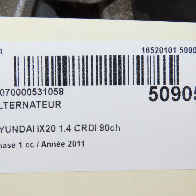 Alternateur occasion HYUNDAI IX20 Phase 1 10-2010->... 1.4 CRDI 90ch 8