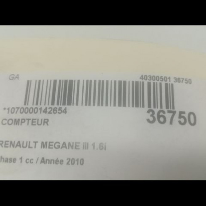 Compteur occasion RENAULT MEGANE III Phase 1 11-2008->01-2012 1.6i 16v 110ch 3