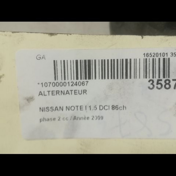 Alternateur occasion NISSAN NOTE I phase 2 03-2009->02-2014 1.5 DCI 86ch 2310000Q2J 4