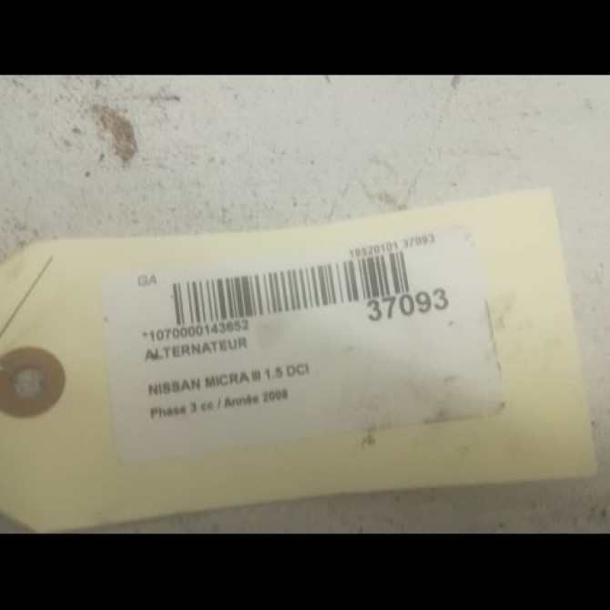 Alternateur occasion NISSAN MICRA III Phase 3 11-2007->11-2010 1.5 DCI 90ch 2310000Q2J 3