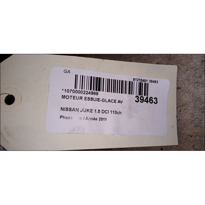 Moteur essuie-glace avant occasion NISSAN JUKE Phase 1 09-2010->... 1.5 DCI 110ch 288001KA0C 3