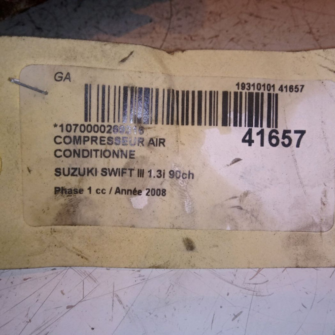 Compresseur air conditionne occasion SUZUKI SWIFT III Phase 1 03-2005->09-2011 1.3i 90ch 9520063JA1 6