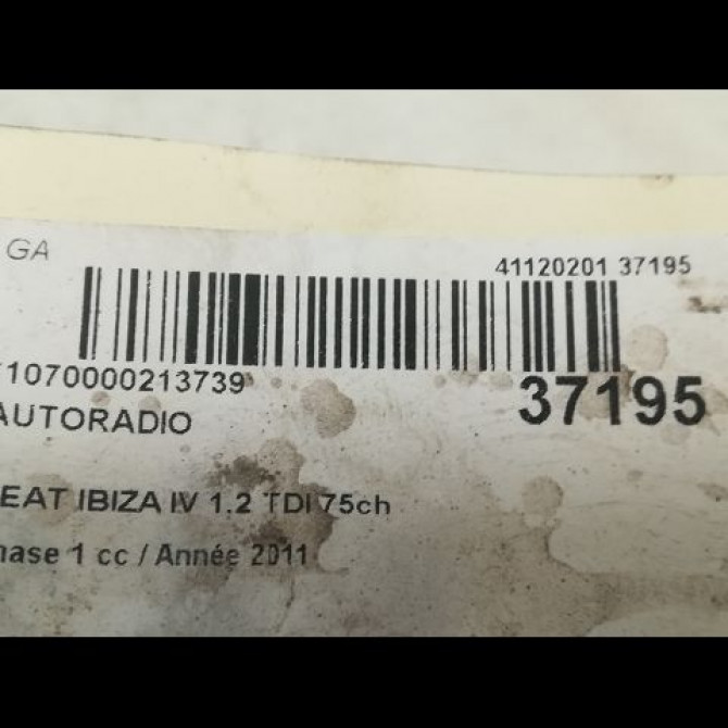 Autoradio occasion SEAT IBIZA IV Phase 1 05-2008->01-2012 1.2 TDI 75ch 6J1035153H 3