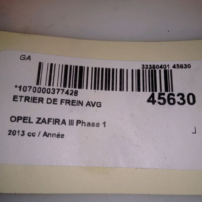 Etrier de frein avant gauche occasion OPEL ZAFIRA III Phase 1 11-2011->... 13301226 4