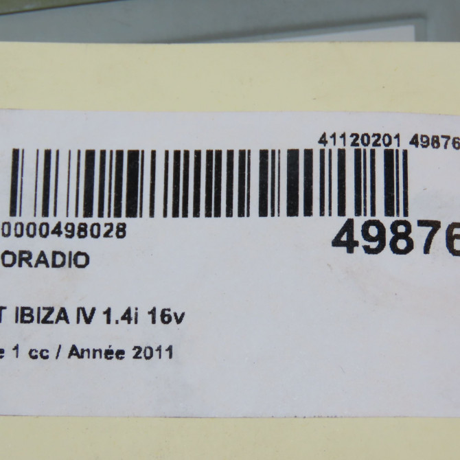 Autoradio occasion SEAT IBIZA IV Phase 1 05-2008->01-2012 1.4i 16v 6J1035153H 6