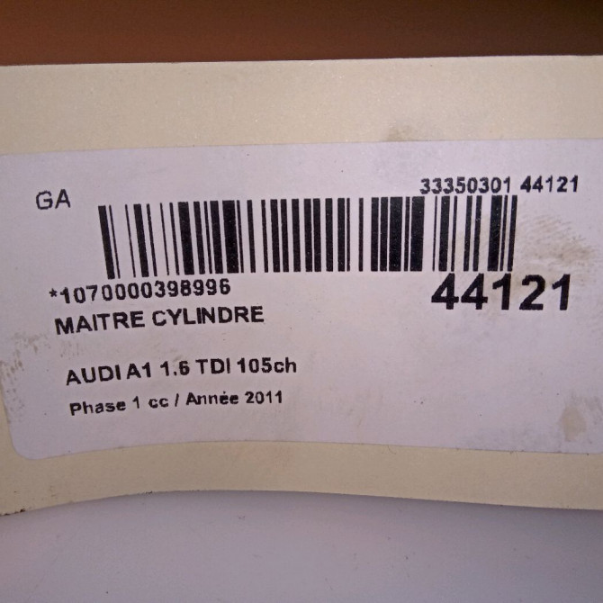 Maitre cylindre occasion AUDI A1 Phase 1 06-2010->03-2015 1.6 TDI 105ch 6R1611019A 7