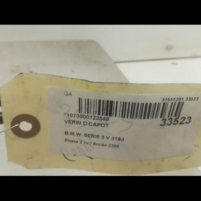 Verin d capot occasion B.M.W. SERIE 3 V Phase 2 09-2008->12-2011 318d 51237060550 2