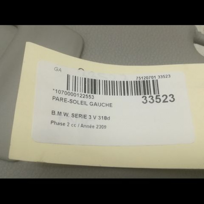 Pare-soleil gauche occasion B.M.W. SERIE 3 V Phase 2 09-2008->12-2011 318d 51167252007 3