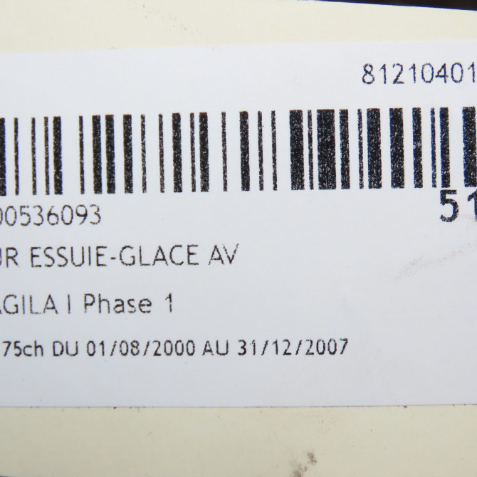 Moteur essuie-glace avant occasion OPEL AGILA I Phase 1 08-2000->12-2007 1.2i 16v 75ch 9209476 6