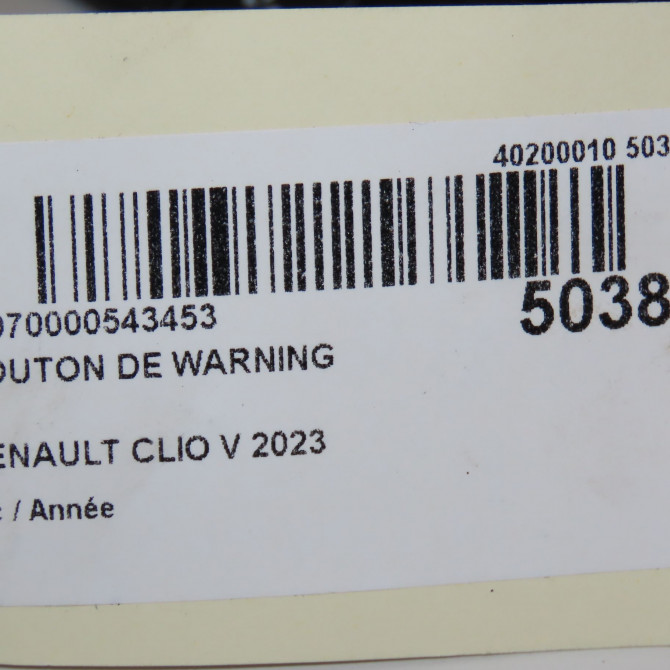 Bouton de warning occasion RENAULT CLIO V 6