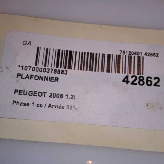 Plafonnier occasion PEUGEOT 2008 Phase 1 01-2013->... 1.2i PURETECH 110ch 96781445PR 4