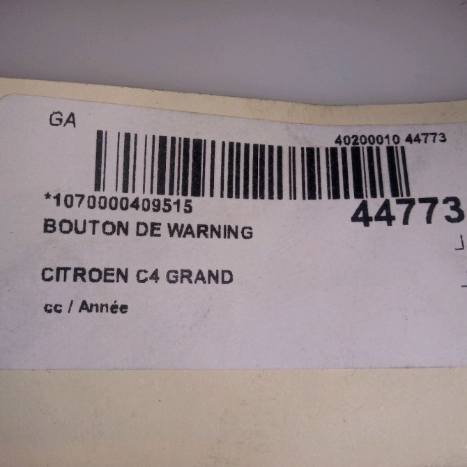 Bouton de warning occasion CITROEN C4 GRAND PICASSO II 96781018ZD 5