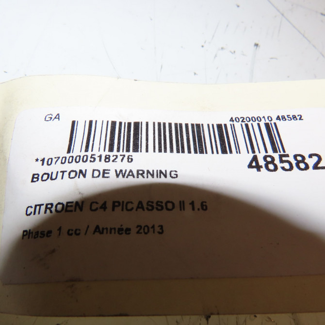 Bouton de warning occasion CITROEN C4 PICASSO II Phase 1 04-2013->... 1.6 e-HDi 8v 115ch 96781018ZD 4