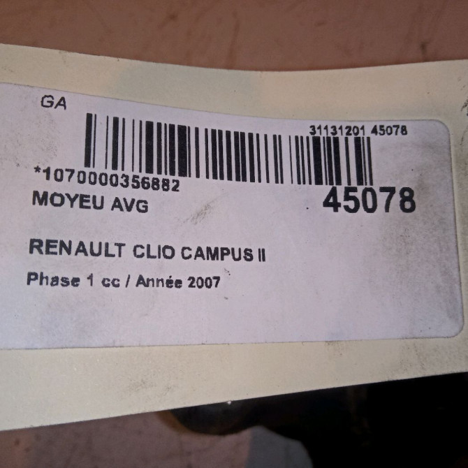 Moyeu avg occasion RENAULT CLIO CAMPUS II Phase 1 07-2006->07-2009 1.2i 7700719140 4