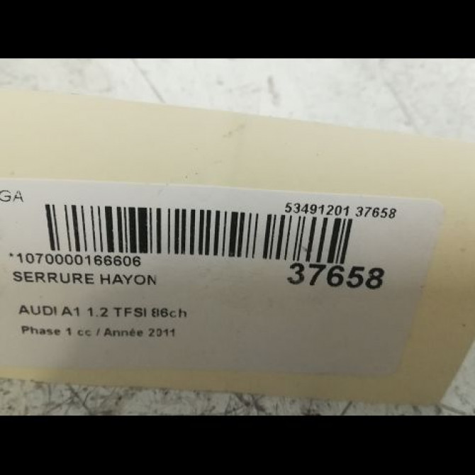 Serrure hayon occasion AUDI A1 Phase 1 06-2010->03-2015 1.2 TFSI 86ch 8R0827505A 3