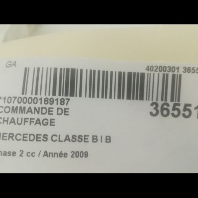 Commande de chauffage occasion MERCEDES CLASSE B I Phase 2 04-2008->09-2011 B 200 CDI 1699001000 3