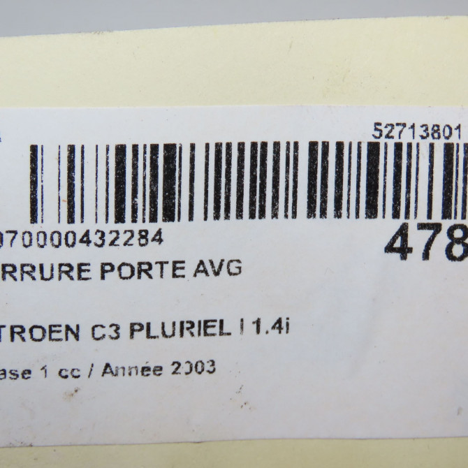 Serrure porte avg occasion CITROEN C3 PLURIEL I Phase 1 04-2003->09-2008 1.4i 9135P3 7