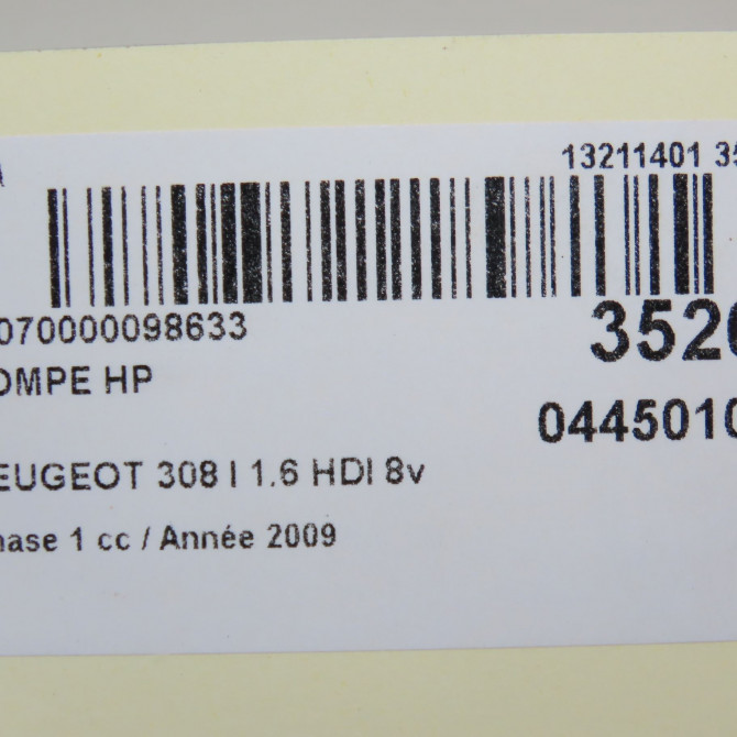 Pompe hp occasion PEUGEOT 308 I Phase 1 09-2007->03-2011 1.6 HDI 8v 90ch 1921Q5 8