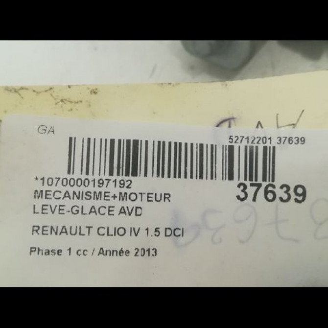 Mecanisme + moteur lève-glace avant droit occasion RENAULT CLIO IV Phase 1 07-2012->... 1.5 DCI 90ch 807205569R 3
