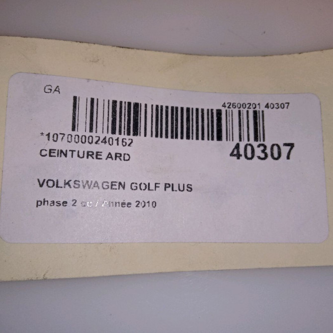 Ceinture arrière droite occasion VOLKSWAGEN GOLF PLUS Phase 1 04-1995->04-1999 1.6 TDI 105ch 5M0857806RAA 4